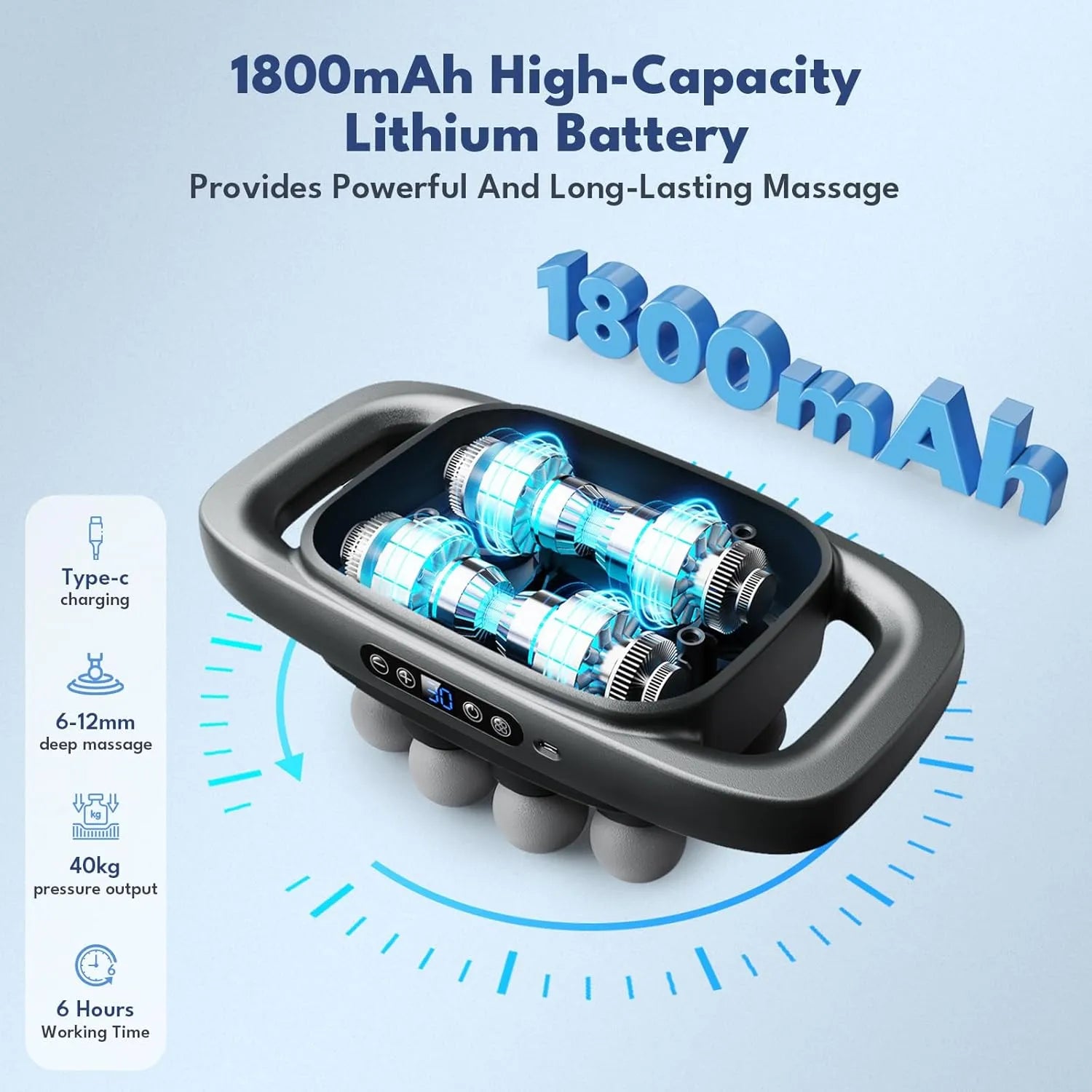 8 Head Massage Gun for Back, Shoulders, Legs,  & Muscle Pain Relief